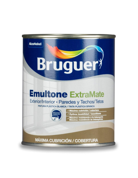 PINTURA PLASTICA BRUGUER EMULTONE EXTRA MATE 750 ml   BLANCO