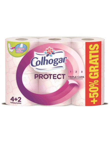 PAPEL HIGIENICO COLHOGAR ROSA 6 X PROTECT 3 CAPAS