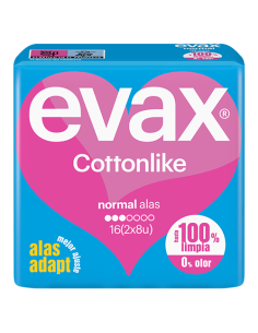 COMPRESAS EVAX COTTONLIKE NORMAL ALAS 16 uds 2