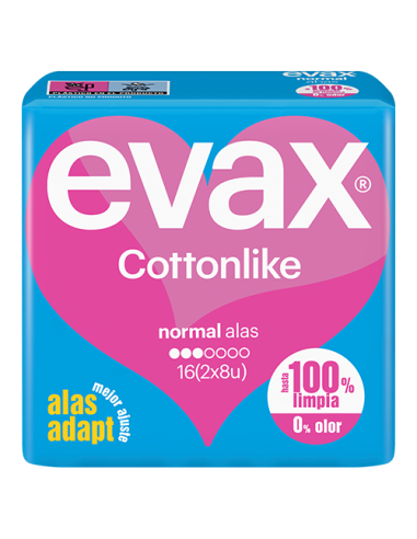 COMPRESAS EVAX COTTONLIKE NORMAL ALAS 16 uds