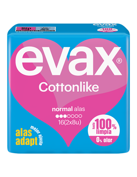COMPRESAS EVAX COTTONLIKE NORMAL ALAS 16 uds