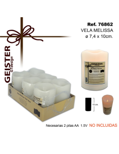VELA MELISSA PILAS 10 x 74 cm BLANCA