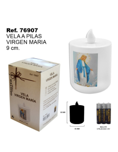 VELA PILAS VIRGEN MARIA 9 cm
