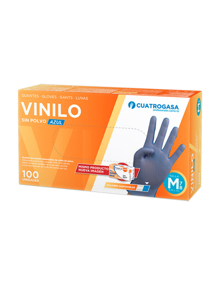 GUANTES VINILO AZUL CAJA 100 uds  PEQUEÑA