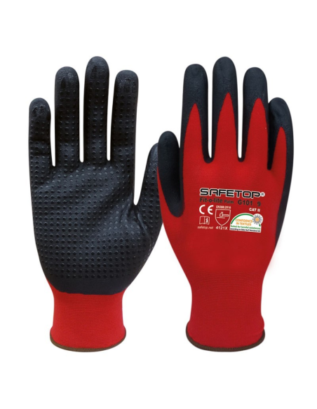 GUANTES SAFE TOP NYLON-LYCRA G101 TALLA 07 ROJO